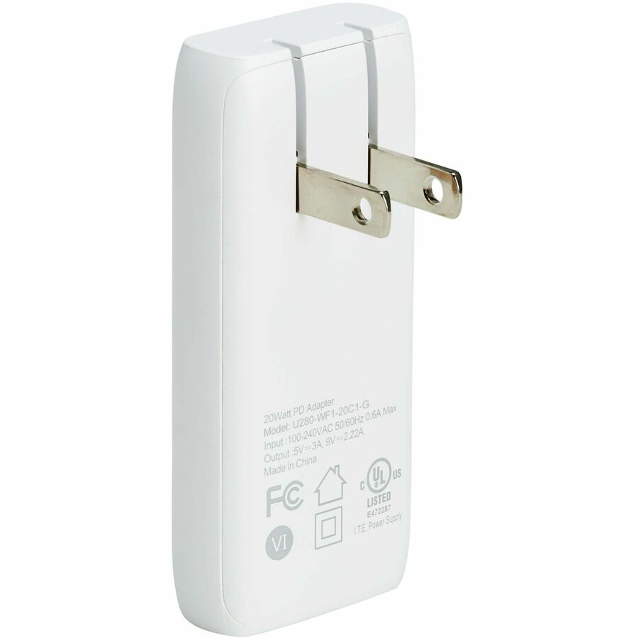 Eaton Tripp Lite Series 20W USB-C GaN Wall Charger - Ultra Slim, PD 3.0 Fast Charging, White — U280-WF1-20C1-G