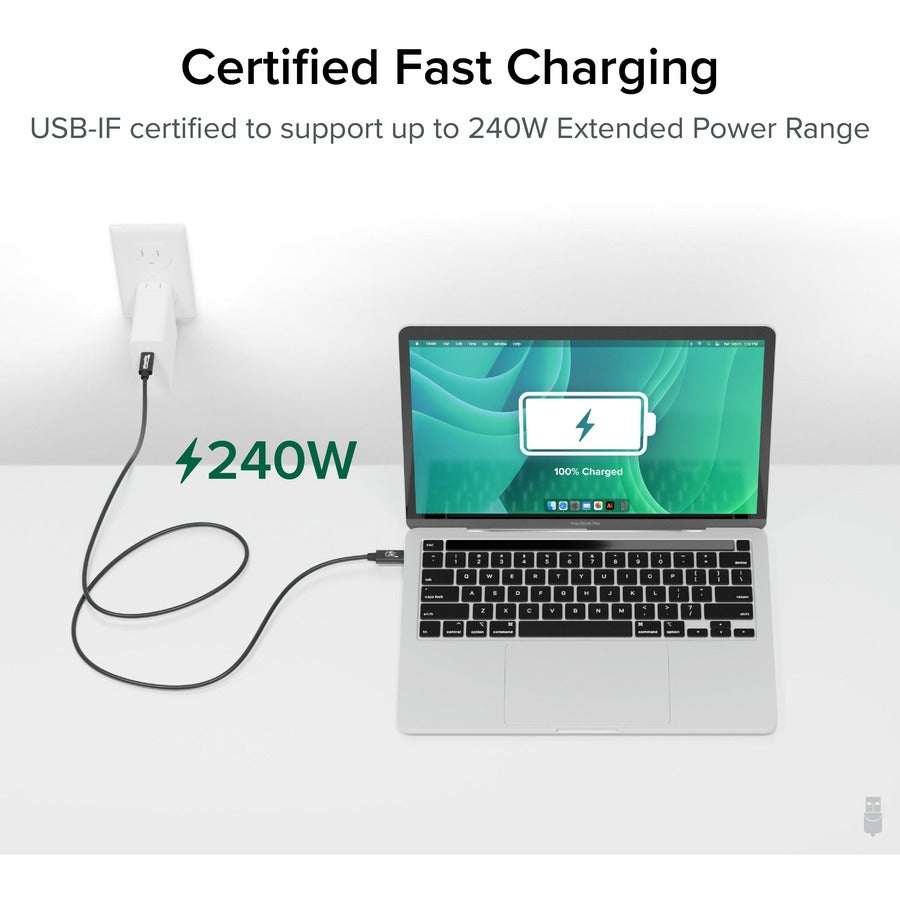 Plugable USB4 Cable with 240W Charging, 3.3 Feet (1M), USB-IF Certified — USB4-240W-1M