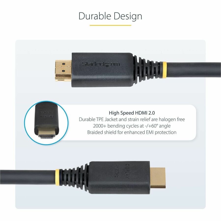 StarTech.com 35ft (10.6m) Active High Speed HDMI Cable, 4K 60Hz/1440p 144Hz, 18Gbps, UHD HDMI 2.0 Cord, TPE Jacket — HDMI2-CABLE-4K60-35F