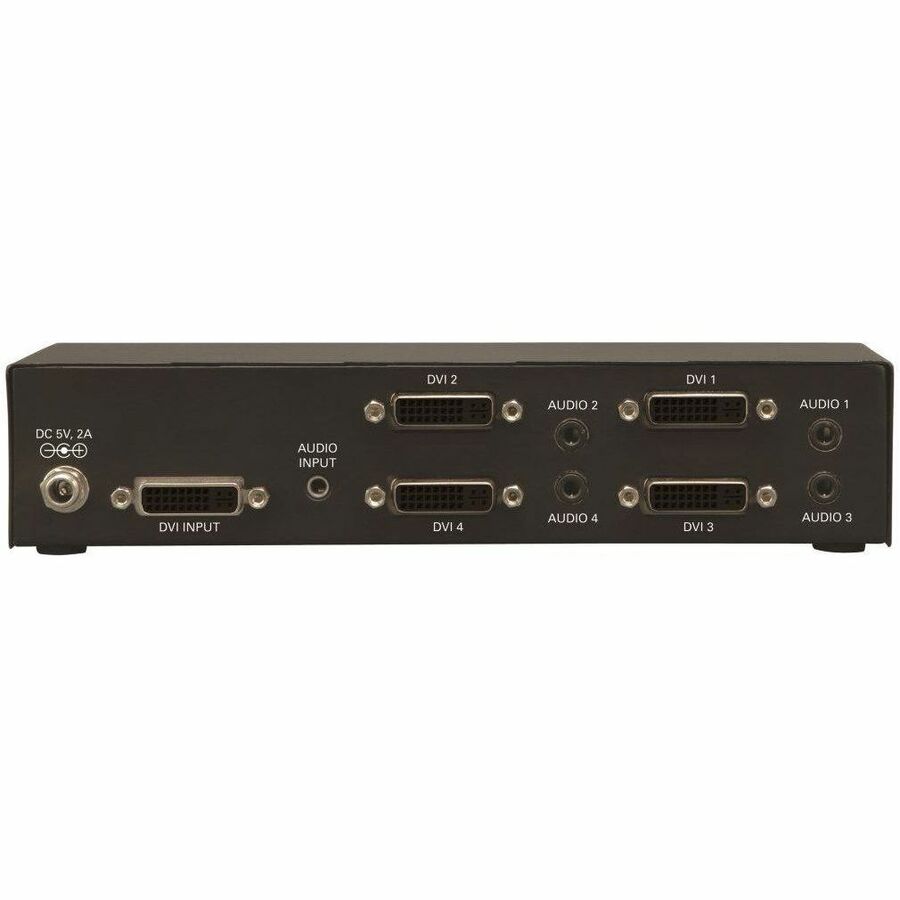 Eaton Tripp Lite Series 4-Port DVI Splitter with Audio and Signal Booster - Single-Link DVI-I, 1920 x 1200 (1080p) @ 60 Hz, TAA — B116-004A