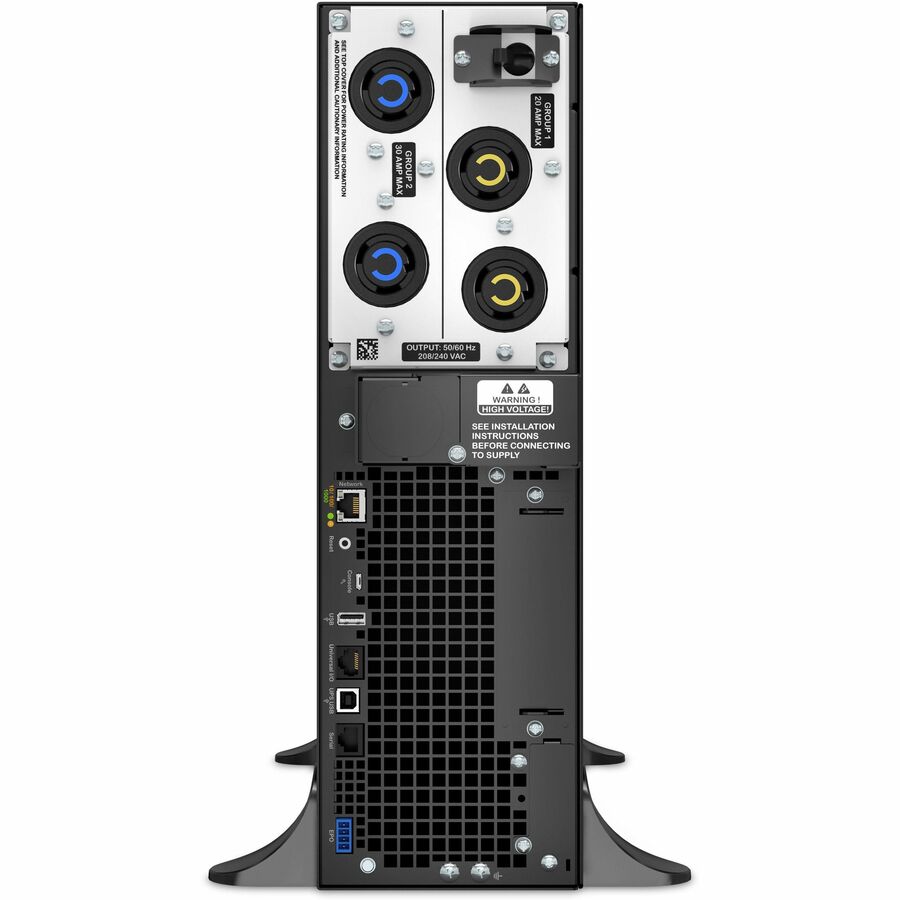 APC Smart-UPS On-Line, 5.4kVA, Tower, 208V, 2x L6-20R+2x L6-30R NEMA outlets, Network Card+SmartSlot, Extended runtime, W/O rail kit — SRT5KXLT