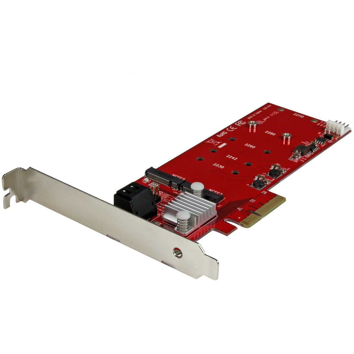 StarTech.com 2x M.2 NGFF SSD RAID Controller Card plus 2x SATA III Ports - PCIe - Two Slot PCI Express M.2 RAID Card plus Two SATA Ports — PEXM2SAT3422