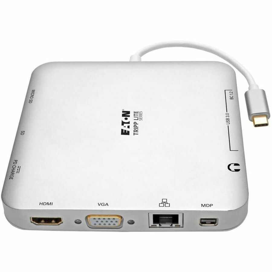 Eaton Tripp Lite Series USB-C Dock, Dual Display - 4K HDMI/mDP, VGA, USB 3.x (5Gbps), USB-A/C Hub, GbE, 60W PD Charging — U442-DOCK2-S
