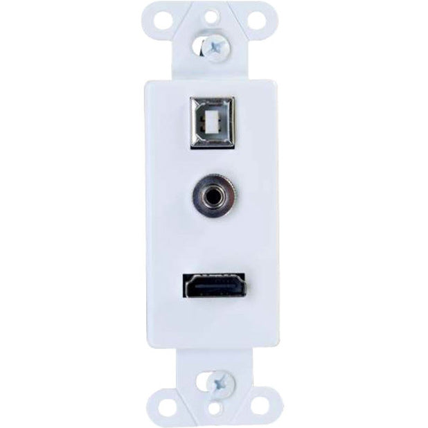 C2G Decorative HDMI Wall Plate with USB and 3.5mm White — 39873