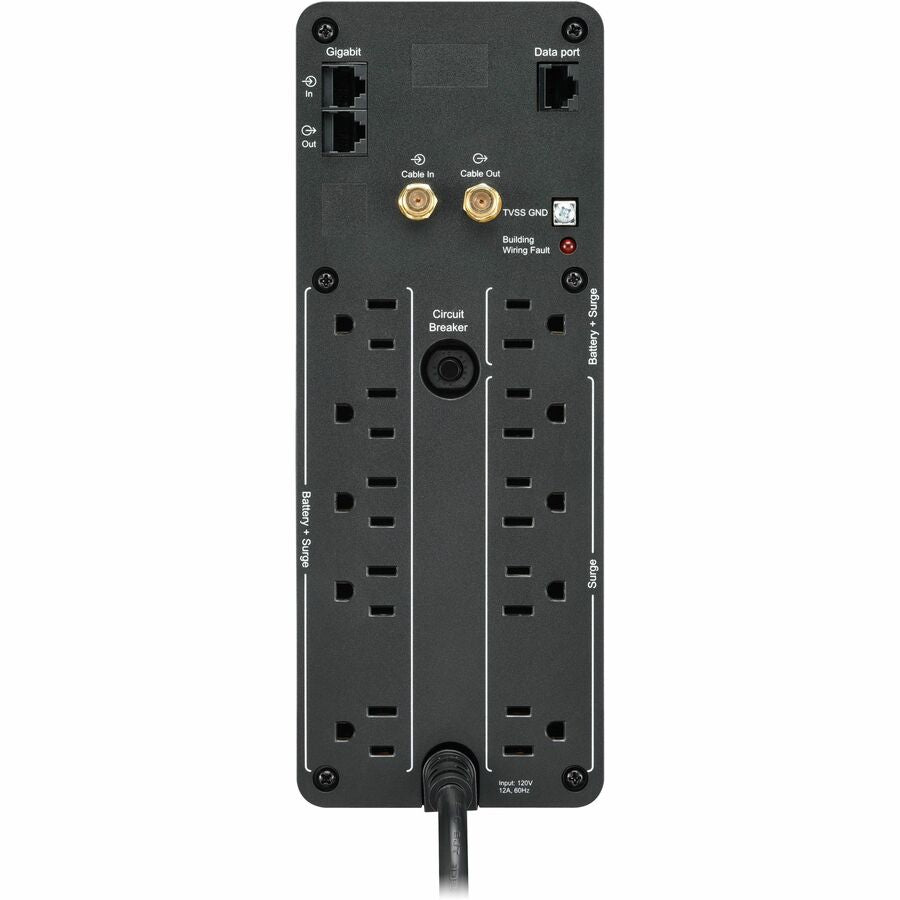 APC Back-UPS Pro, 1000VA/600W, Tower, 120V, 10x NEMA 5-15R outlets, Sine Wave, AVR, USB Type A + C ports, LCD, User Replaceable Battery — BR1000MS