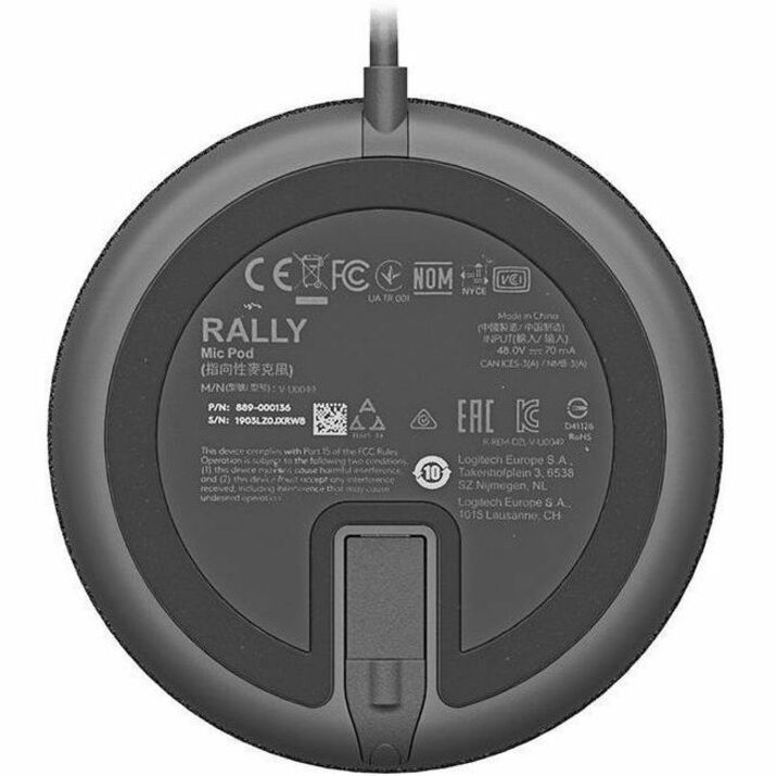 Logitech Rally Mic Pod for Rally, Rally Bar, and Rally Bar Mini, Graphite — 989-000430