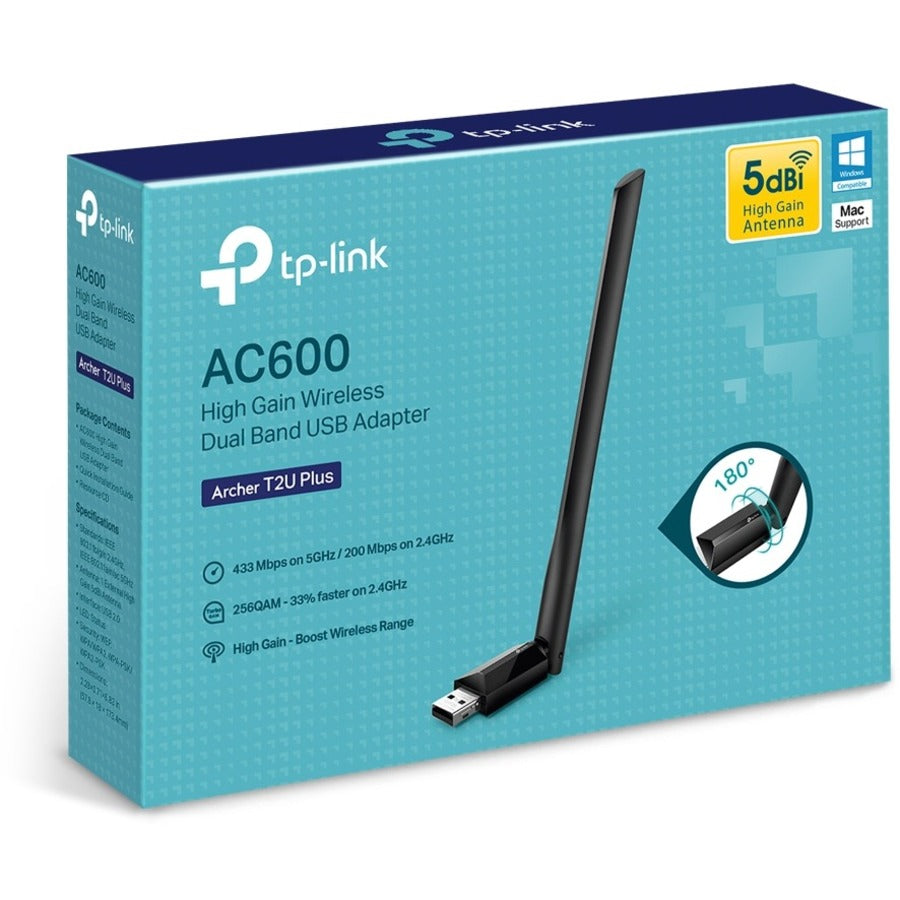 TP-Link Archer T2U Plus - IEEE 802.11ac Dual Band Wi-Fi Adapter for Desktop/Notebook — Archer T2U Plus