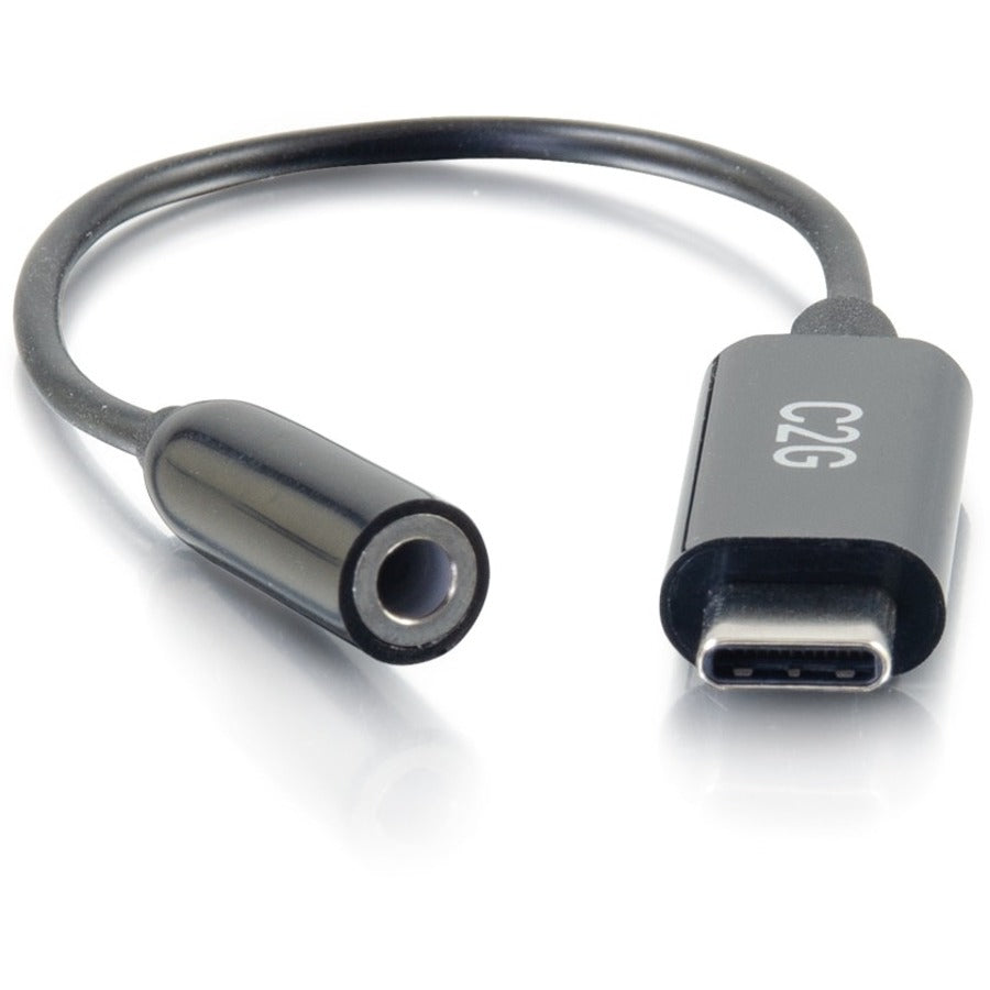 C2G USB-C to AUX Adapter Converter - 3.5mm, Supports High Resolution Audio, Black — 54426