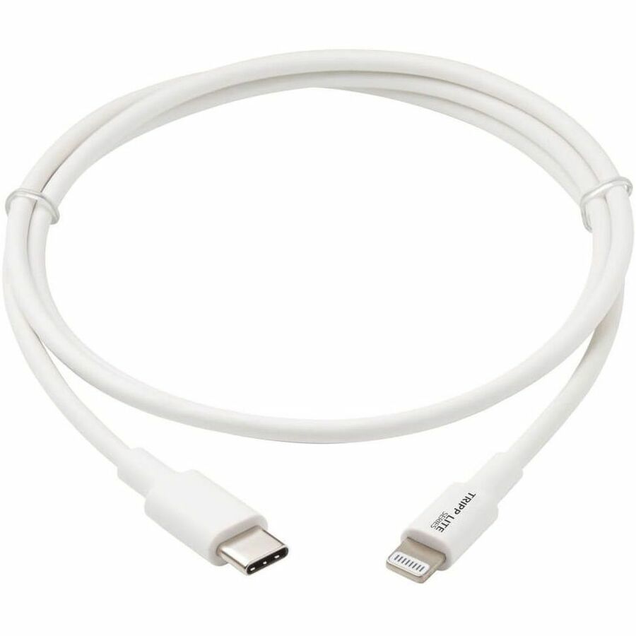 Eaton Tripp Lite Series USB-C to Lightning Sync/Charge Cable (M/M), MFi Certified, White, 3 ft. (0.9 m) — M102-003-WH