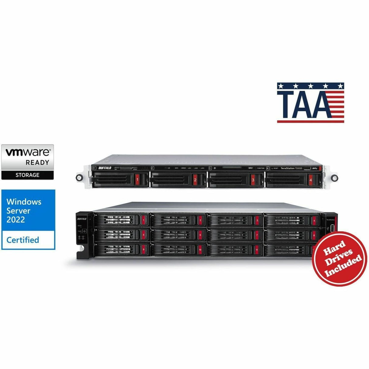 BUFFALO TeraStation 5420RN 4-Bay Secure Business Rackmount NAS 48TB (4x12TB) w/ Hard Drives Included — TS5420RN4804