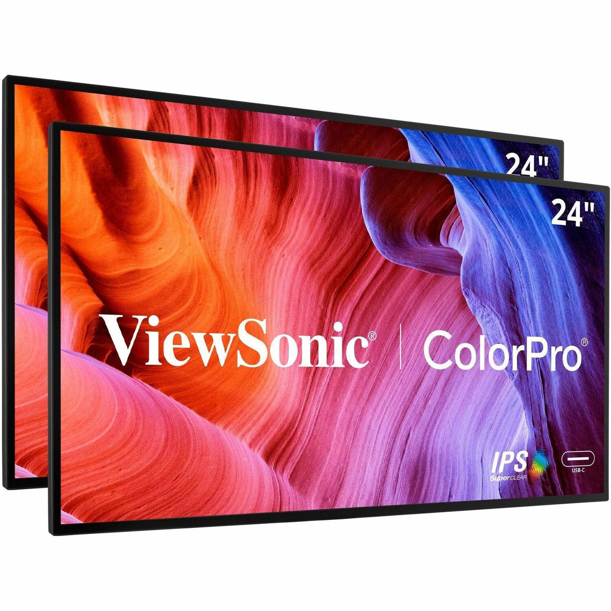 ViewSonic VP2468A_H2 24-Inch Dual Pack Head-Only IPS 1080p Monitor with Advanced Ergonomics, 100% sRGB REC 709, 14-bit 3D LUT, Eye Care, and 65W USB C, Daisy Chain — VP2468A_H2