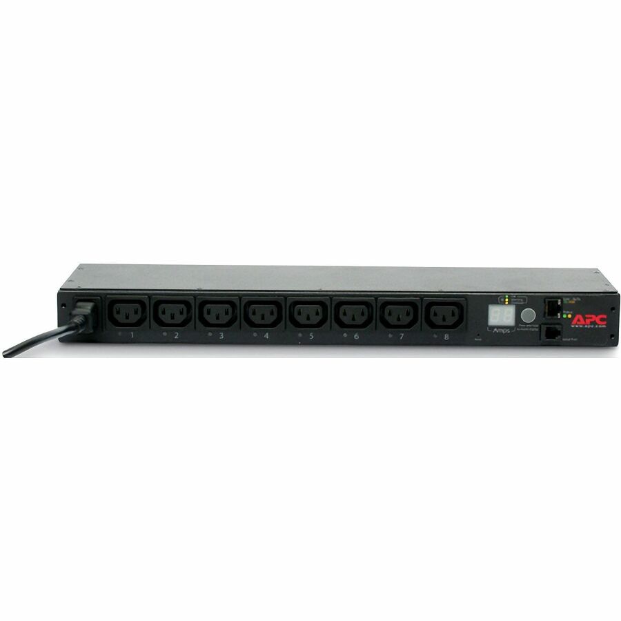 APC NetShelter Switched Rack PDU, 1U, 1PH, 2.3kW 230V 10A or 2.5kW 208V 12A, 8 C13 outlets, C14 cord — AP7920B