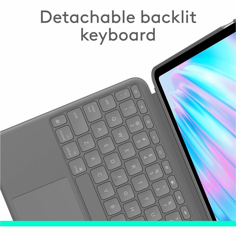Logitech Combo Touch iPad Air 11-inch (M2 & M3), iPad Air (5th gen) Keyboard Case - Detachable backlit keyboard with kickstand - Oxford Grey — 920-012626