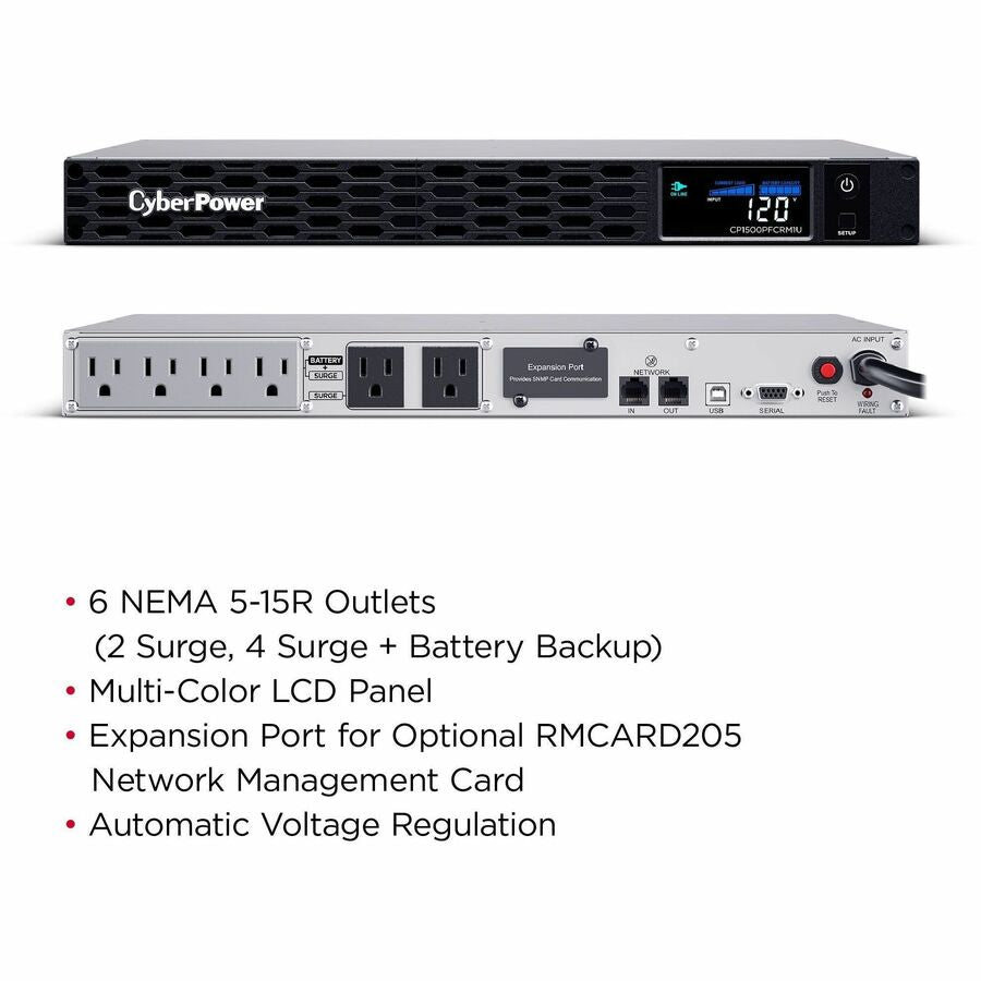 CyberPower CP1500PFCRM1U PFC Sinewave UPS Systems — CP1500PFCRM1U