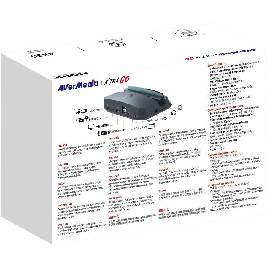 AVerMedia X'TRA GO (GC515) Capture Card and Docking Station for Handheld/Mobile Device - Black — GC515 (Black)