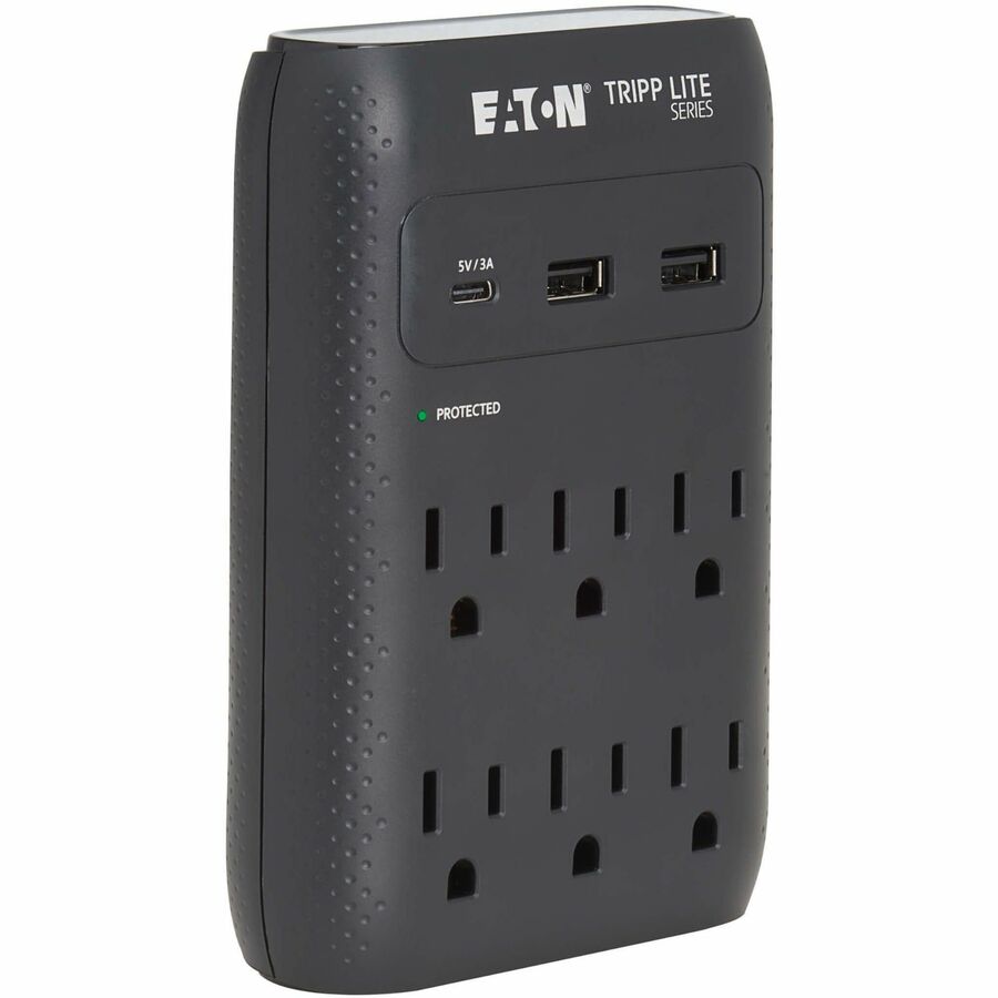 Eaton Tripp Lite Series Protect It! 6-Outlet Surge Protector - 5-15R Outlets, USB-C and USB-A Ports, 5-15P Direct Plug-In, 1080 Joules, Black — SK60CB