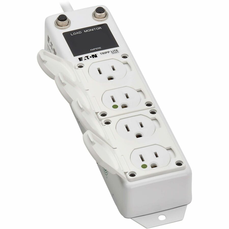 Eaton Tripp Lite Series Safe-IT UL 1363A Medical-Grade Power Strip for Patient Care Vicinities, 4 Hospital-Grade Outlets, Load Monitor, Safety Covers, Antimicrobial, 2 ft. (0.6 m) Cord — PS-402-HG-OEMLM