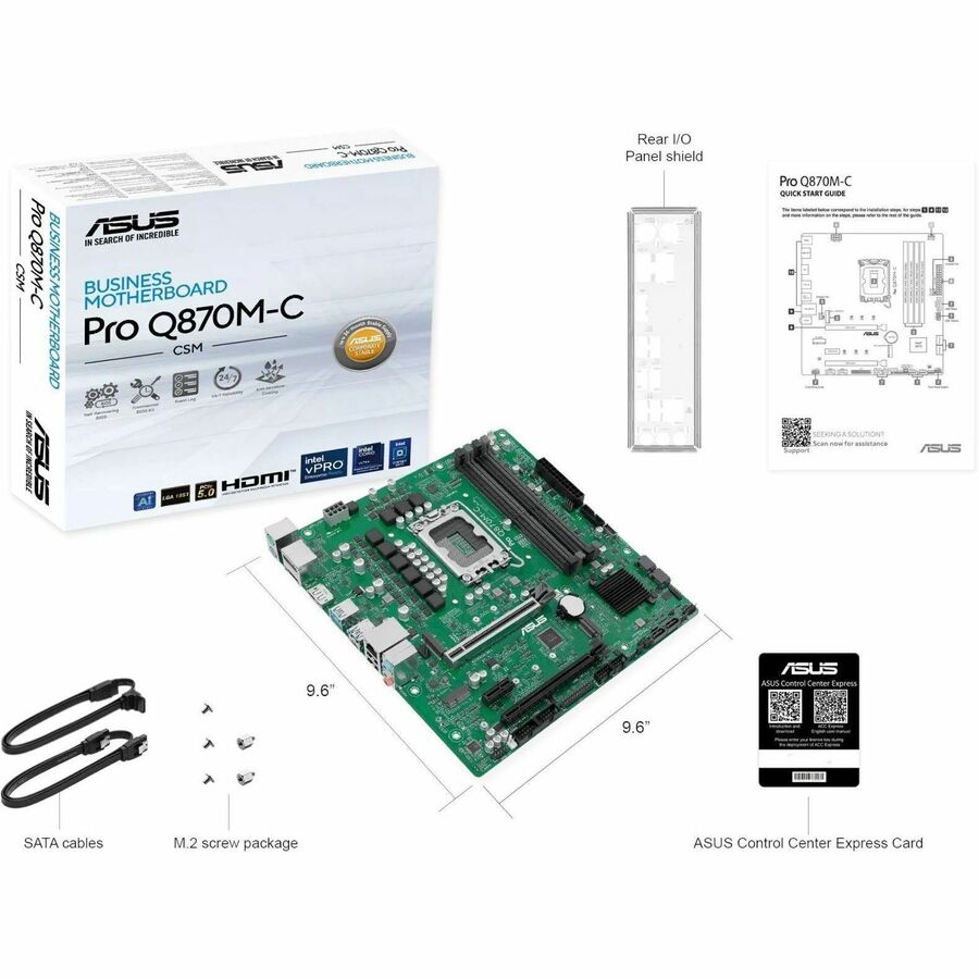 Asus Pro PRO Q870M-C-CSM Desktop Motherboard - Intel Q870 Chipset - Socket LGA-1851 - Micro ATX — PROQ870M-C-CSM