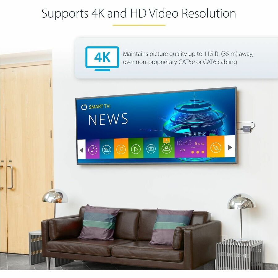 StarTech.com HDMI over CAT5e HDBaseT Extender - Power over Cable - Ultra HD 4K — ST121HDBTE
