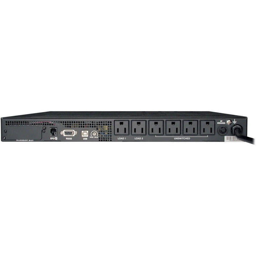 Eaton Tripp Lite Series SmartPro 120V 1kVA 800W Line-Interactive Sine Wave UPS, Network Card Option, USB, DB9, 6 Outlets, 1U Rack/Vertical — SMART1000RM1U