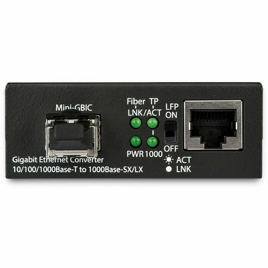 StarTech.com Gigabit Ethernet Fiber Media Converter - Compact - 850nm MM LC - 550m - With MM SFP Transceiver — MCM1110MMLC
