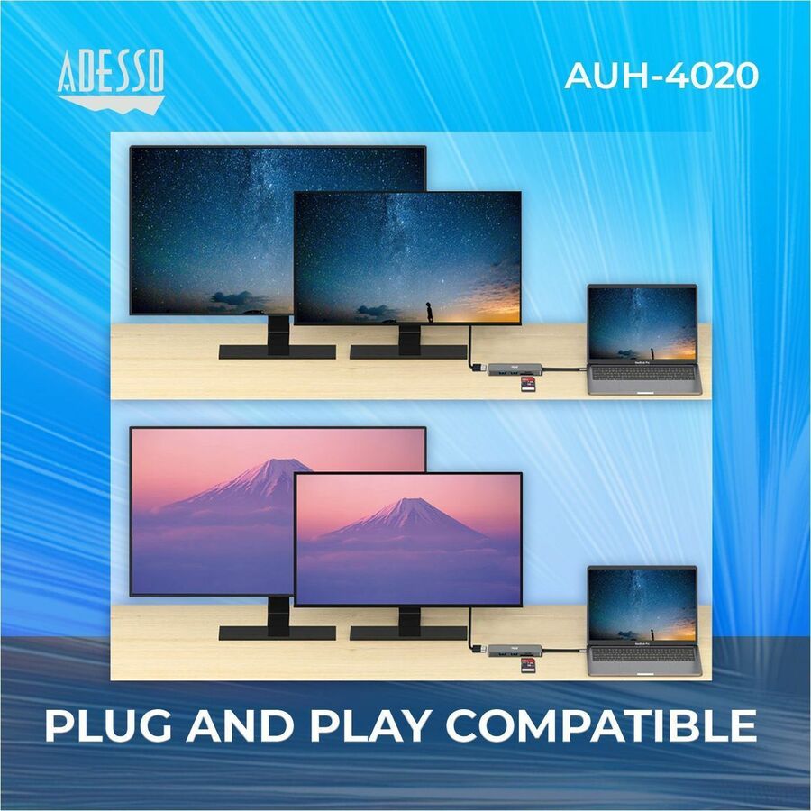 Adesso 6-in-1 USB-C Multi-Port Docking Station (TAA Compliant) — AUH4020