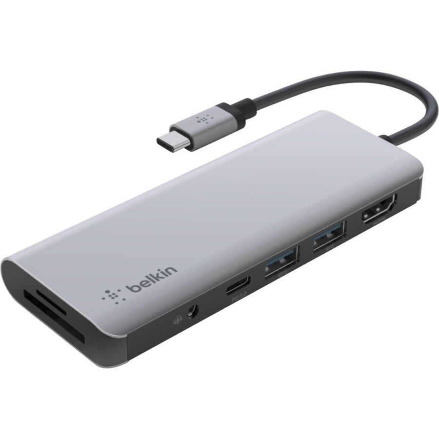 Belkin USB-C 7-in-1 Multiport Adapter, Laptop Docking Station, 2x USB-A 3.1 Gen 2, 4k HDMI 2.0, 100W Power Delivery 3.0 — PVC003btSGY