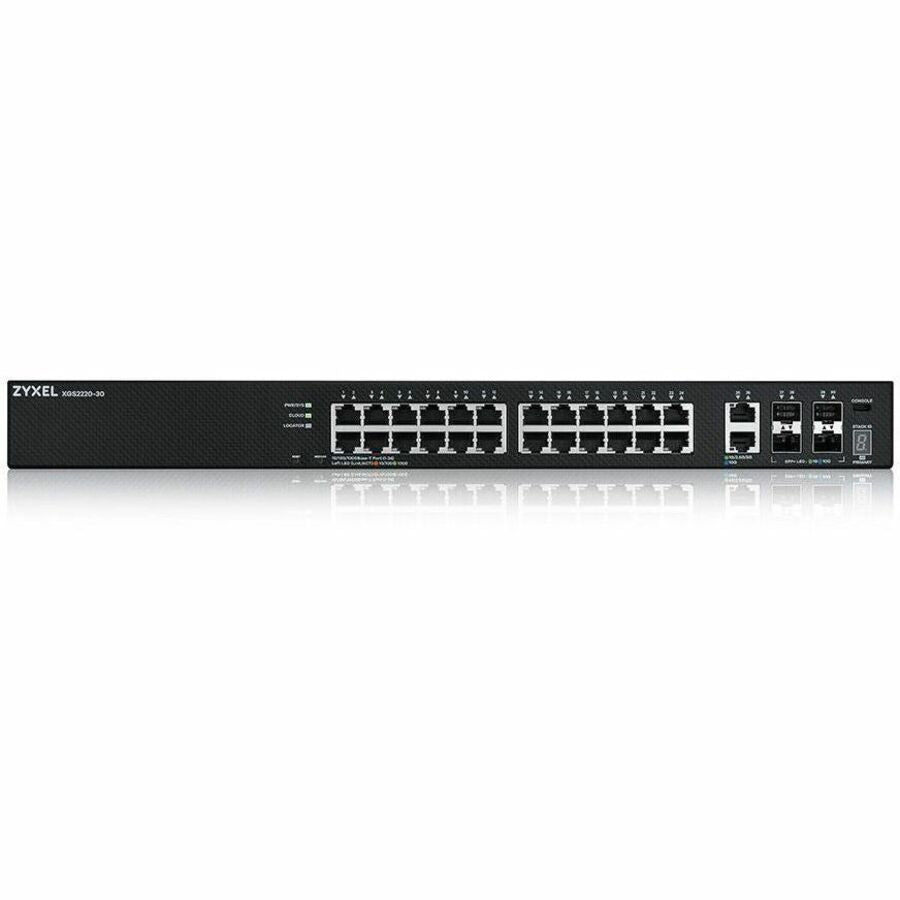 ZYXEL XGS2220-30 24-Port Gigabit L3 Managed and Nebula Pro Cloud Managed Switch with 4 SFP+ 10G Uplinks and 2 10G Ethernet Ports — XGS2220-30