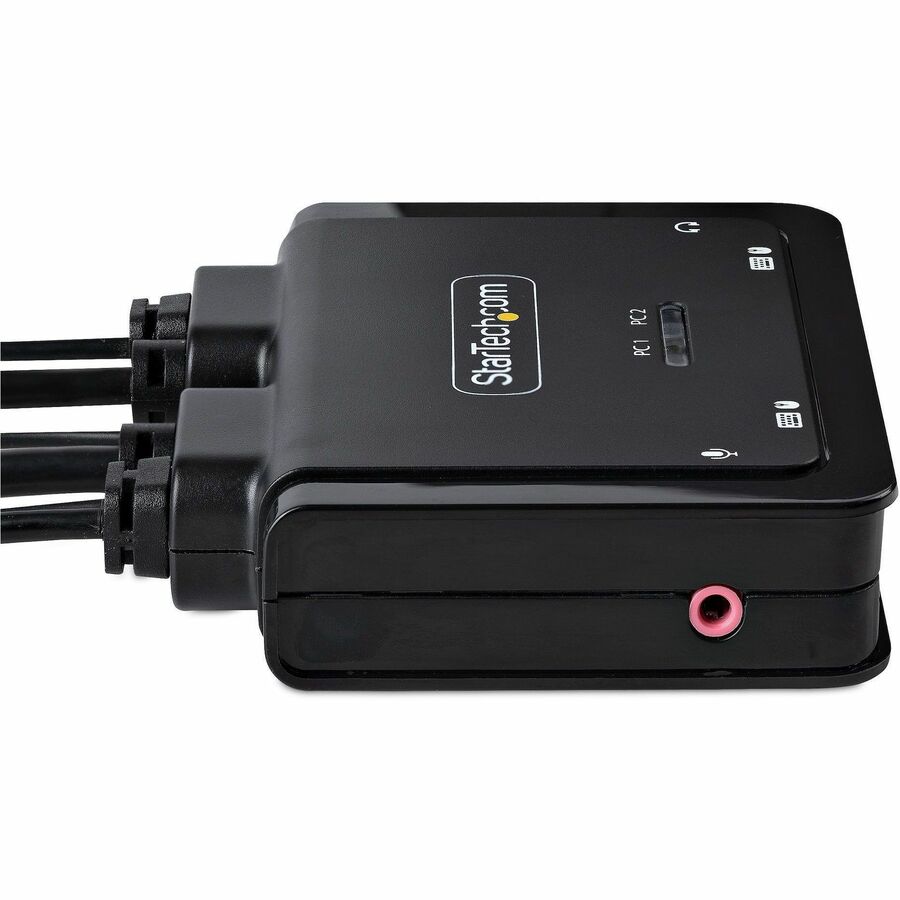 StarTech.com 2-Port Hybrid USB-C HDMI Cable KVM Switch, 4K 60Hz, Compact KVM with 6ft/1.8m USB-A & 4ft/1.2m USB-C Integrated Cables — C2-H46-UAC-CBL-KVM