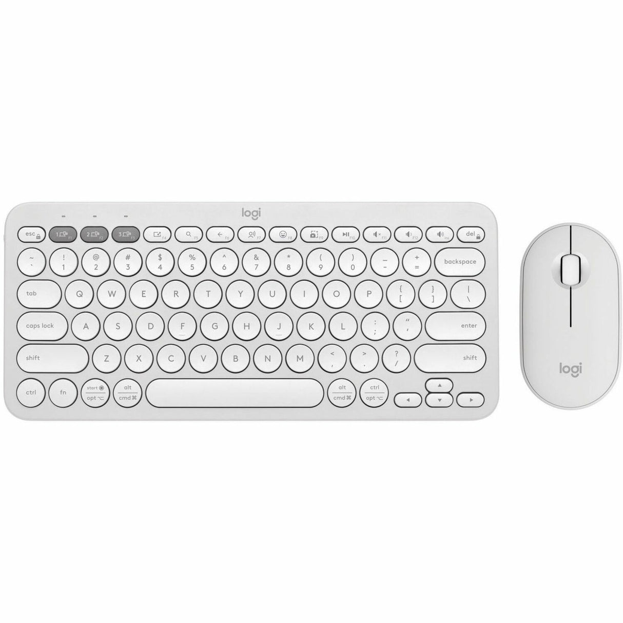Logitech Pebble 2 Combo, Wireless Keyboard and Mouse, Quiet and Portable, Customizable, Logi Bolt, Bluetooth, Tonal White — 920-012198