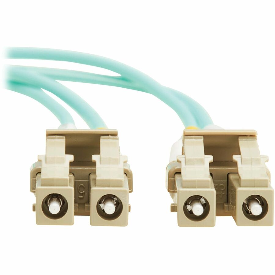 Eaton Tripp Lite Series 10Gb/40Gb/100Gb Duplex Multimode 50/125 OM4 LSZH Fiber Patch Cable (LC/LC), Aqua, 5M (16.4 ft.), TAA — N820-05M-OM4TAA