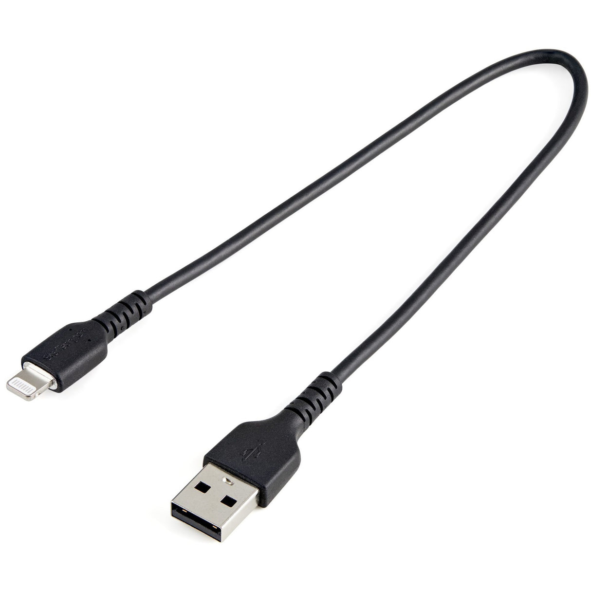StarTech.com 12inch/30cm Durable Black USB-A to Lightning Cable, Rugged Heavy Duty Charging/Sync Cable for Apple iPhone/iPad MFi Certified — RUSBLTMM30CMB