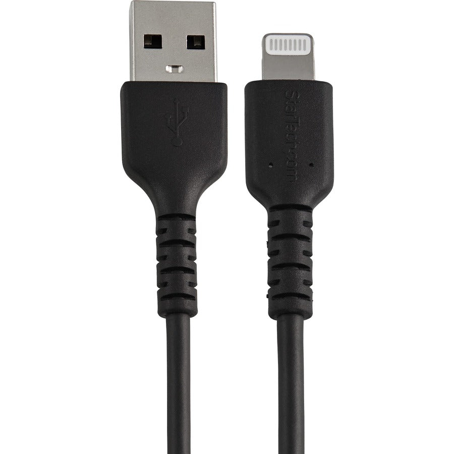 StarTech.com 12inch/30cm Durable Black USB-A to Lightning Cable, Rugged Heavy Duty Charging/Sync Cable for Apple iPhone/iPad MFi Certified — RUSBLTMM30CMB