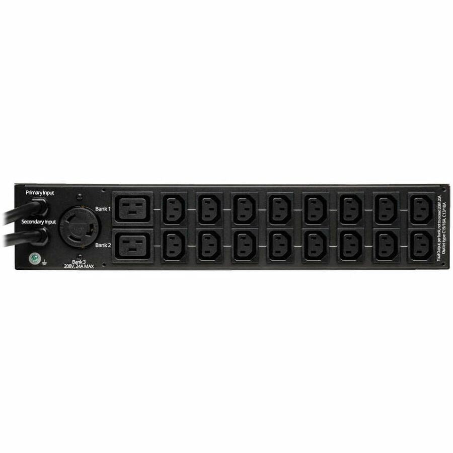 Eaton Tripp Lite Series 5.8kW Single-Phase Local Metered Automatic Transfer Switch PDU, Two 200-240V L6-30P Inputs, 16-C13 2-C19 & 1 L6-30R Outlet, 2U, TAA — PDUMH30HVAT