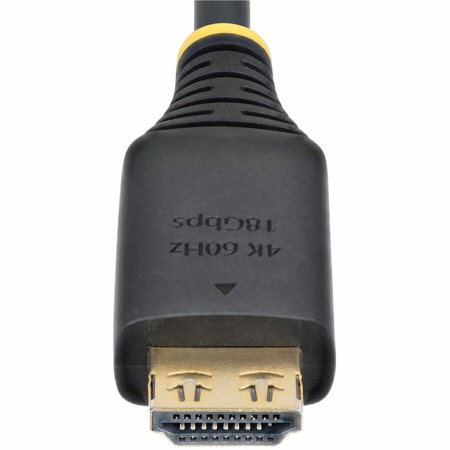 StarTech.com 10ft (3m) High Speed HDMI Cable with Gripping Connectors, 4K 60Hz/1440p 144Hz, 18Gbps, UHD HDMI 2.0 Cord, TPE Jacket — HDMI2-CABLE-GRIP-10F