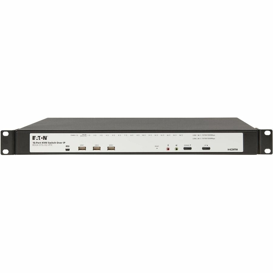 Eaton 16-Port Cat5e KVM over IP Switch - Virtual Media, 2 Remote/1 Local User, HDMI Output, 1U Rack-Mount, TAA — B064-016-02-IPH