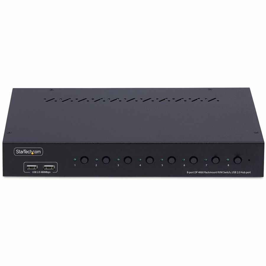 StarTech.com 8-Port DisplayPort KVM Switch with 1U Rack Mount Kit, 4K 60Hz DP 1.2, Push-Button & Hotkey Switching, TAA Compliant — R8AD122-KVM-SWITCH