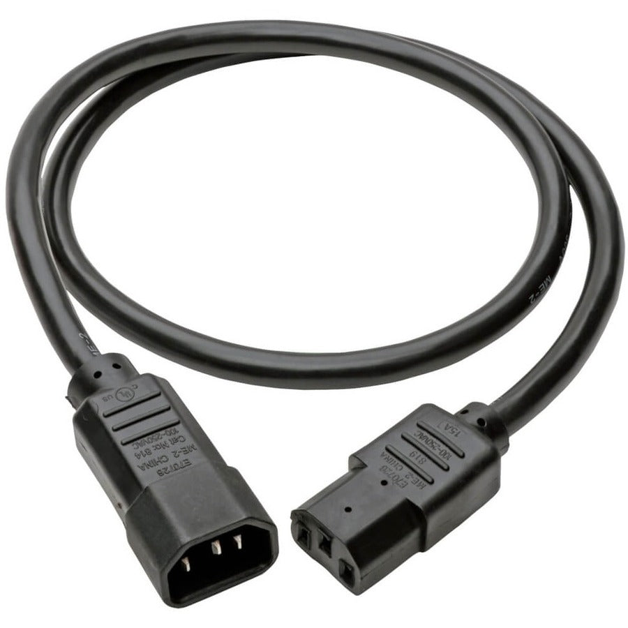 Eaton Tripp Lite Series Heavy-Duty PDU Power Cord, C13 to C14 - 15A, 250V, 14 AWG, 3 ft. (0.91 m), Black — P005-003