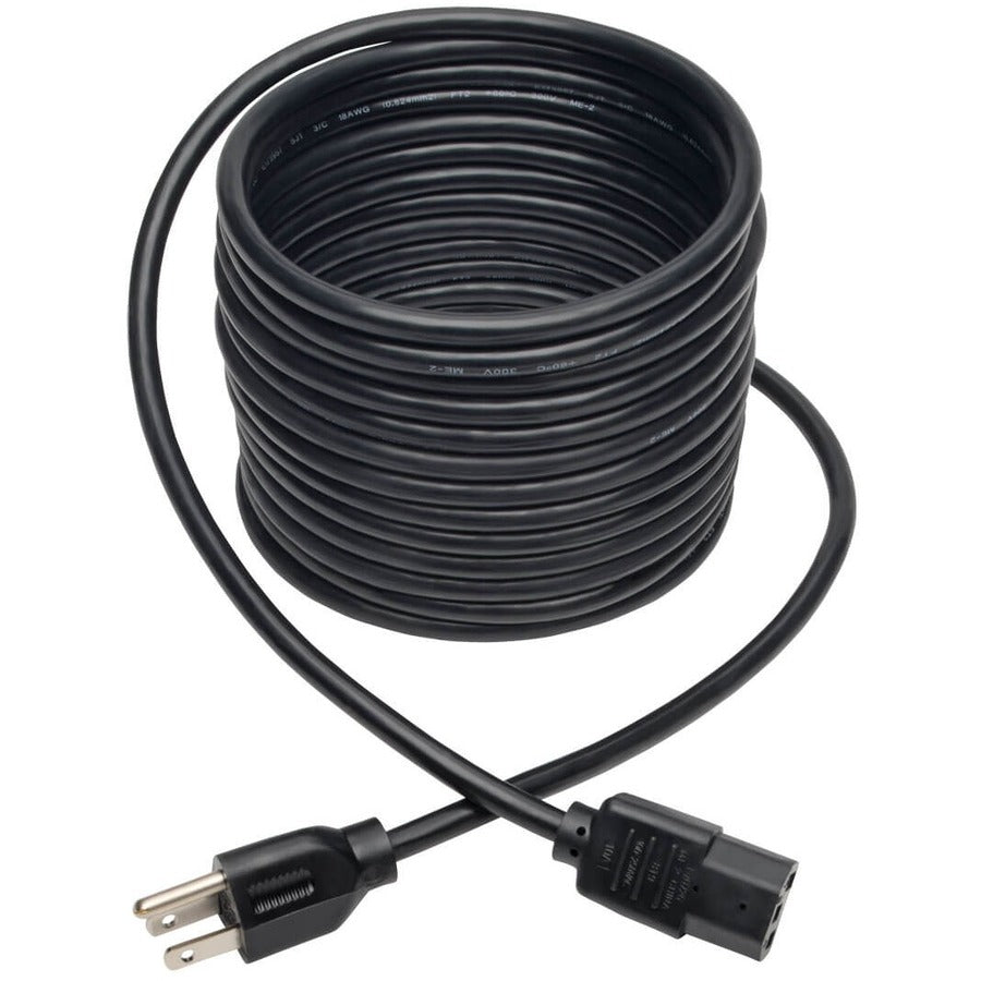 Eaton Tripp Lite Series Desktop Computer AC Power Cable, NEMA 5-15P to C13 - 10A, 125V, 18 AWG, 20 ft. (6.09 m), Black — P006-020