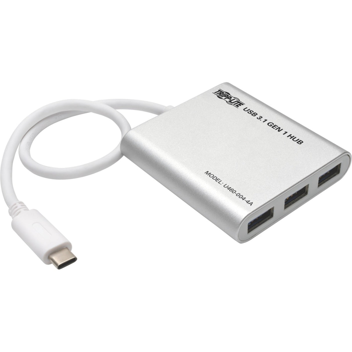 Eaton Tripp Lite Series 4-Port USB-C Hub, USB 3.x (5Gbps), 4x USB-A Ports, USB Micro-B Power Input, Silver — U460-004-4A