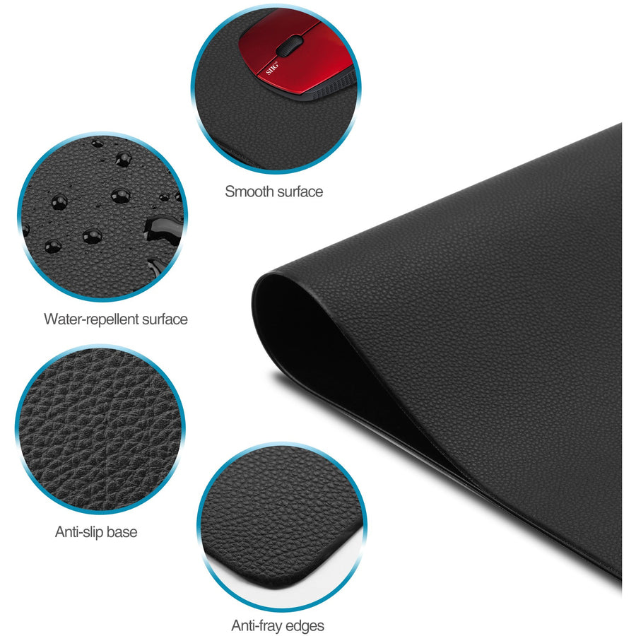 SIIG Large Artificial Leather Smooth Desk Mat Protector - Black — CE-PD0412-S1
