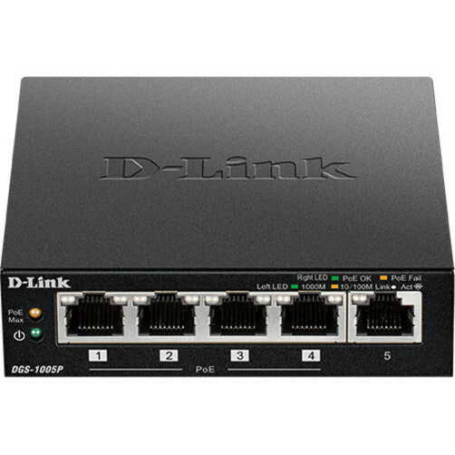 D-Link 5-Port Desktop Gigabit PoE+ Switch — DGS-1005P