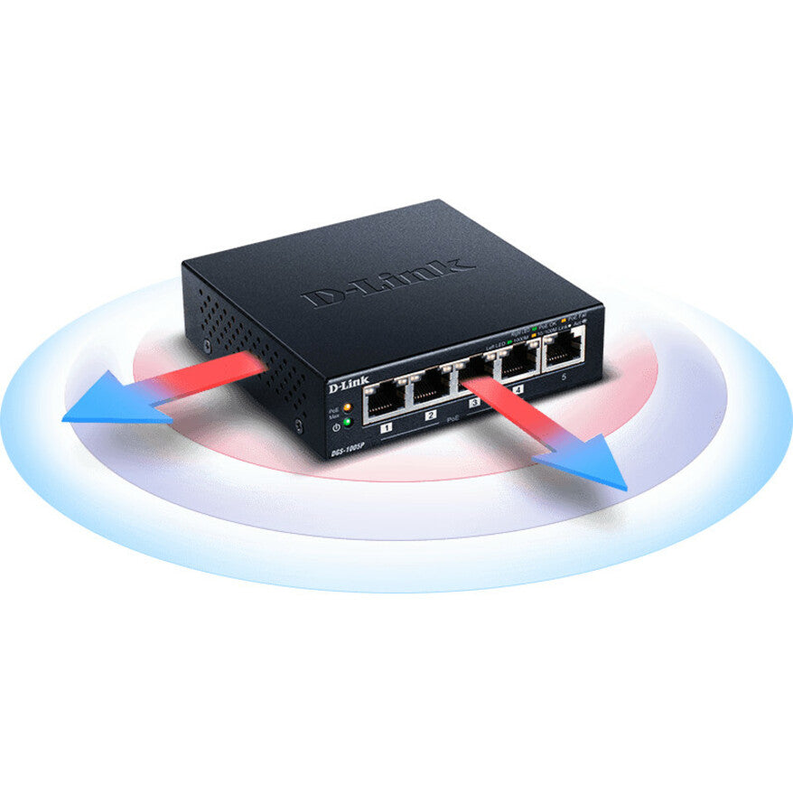 D-Link 5-Port Desktop Gigabit PoE+ Switch — DGS-1005P