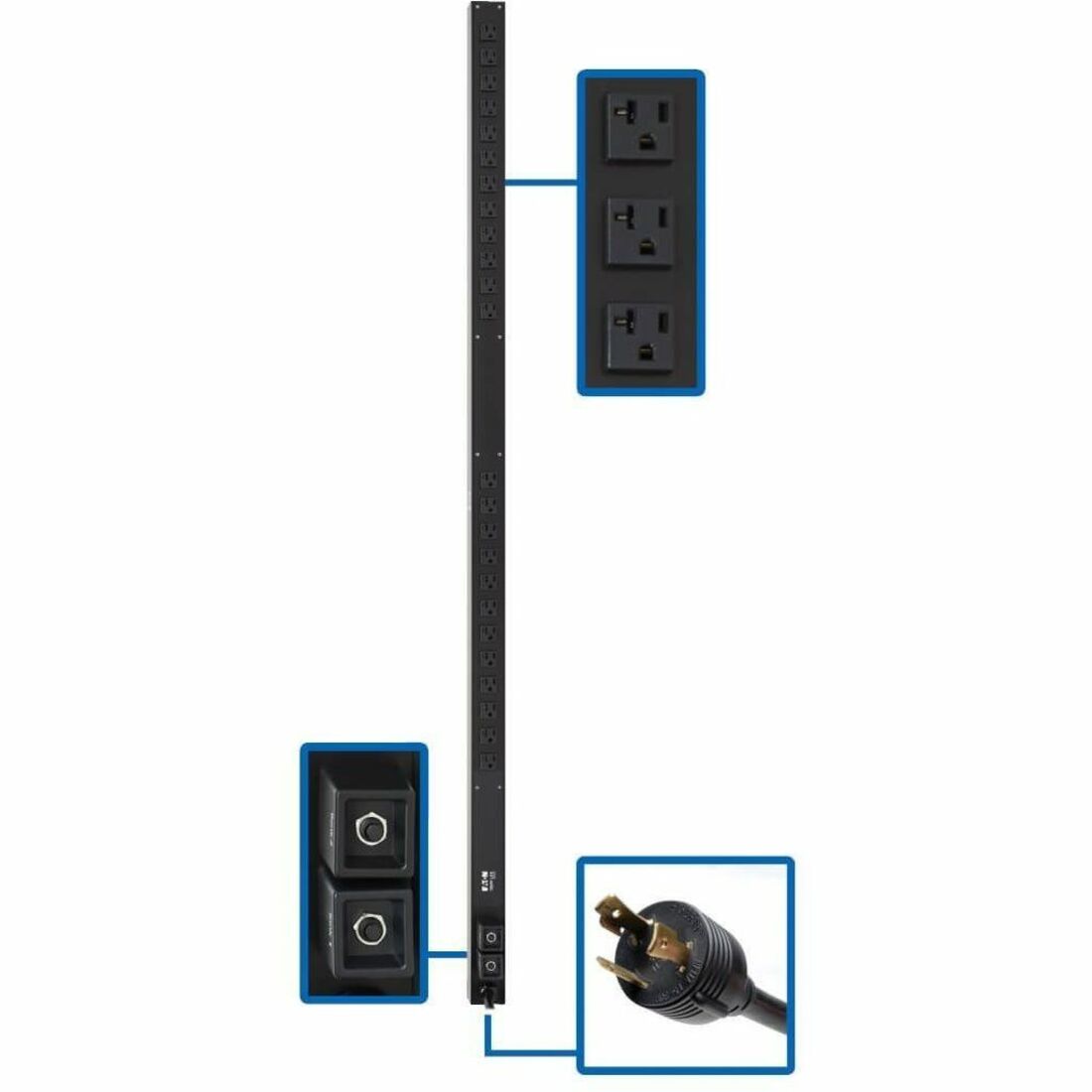 Eaton Tripp Lite Series 2.9kW 120V Single-Phase Basic PDU - 24 NEMA 5-15/20R Outlets, L5-30P Input, 10 ft. Cord, 63.75 in. 0U Rack — PDUV30