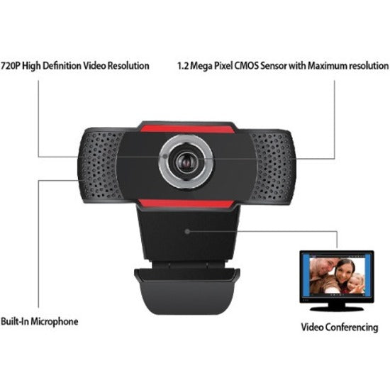 Adesso CyberTrack CyberTrack H3 Webcam - 1.3 Megapixel - 30 fps - Black, Red - USB 2.0 — CyberTrack H3