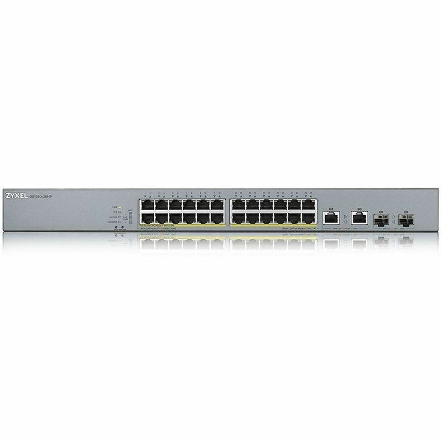 ZYXEL GS1350-26HP 24-Port Gigabit Smart Nebula Cloud Managed PoE Switch | 24 PoE+ Ports at 375W with 2 SFP Uplinks — GS1350-26HP