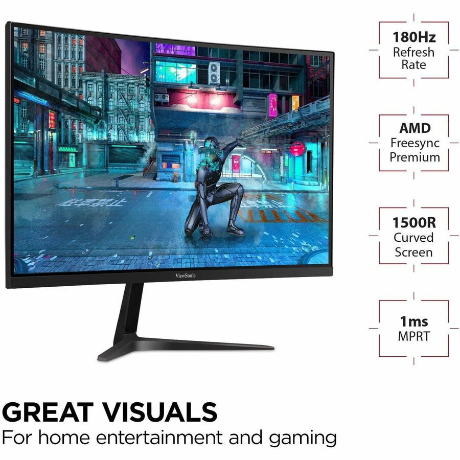 ViewSonic VX2718-2KPC-MHD 27 Inch Curved 1440p 1ms 180Hz Gaming Monitor with FreeSync Premium, Eye Care, HDMI and Display Port — VX2718-2KPC-MHD