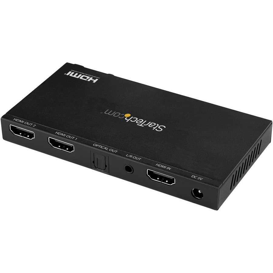 StarTech.com 2-Port HDMI Splitter (1x2), 4K 60Hz UHD HDMI 2.0 Audio Video Splitter w/ Scaler and Audio Extractor, EDID Copy, TV/Projector — ST122HD20S