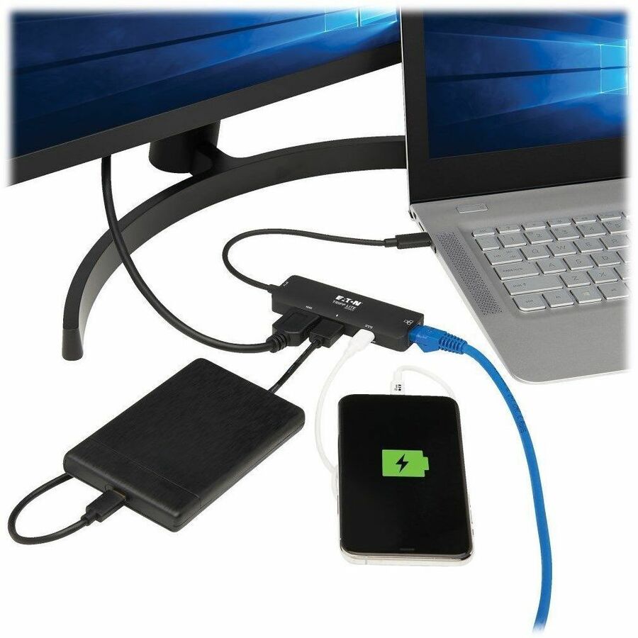 Eaton Tripp Lite Series USB-C Multiport Adapter - 4K 60 Hz HDMI, USB 3.x (5Gbps) Hub Ports, GbE, 100W PD Charging, HDR, HDCP 2.2 — U444-06N-H4GUC2
