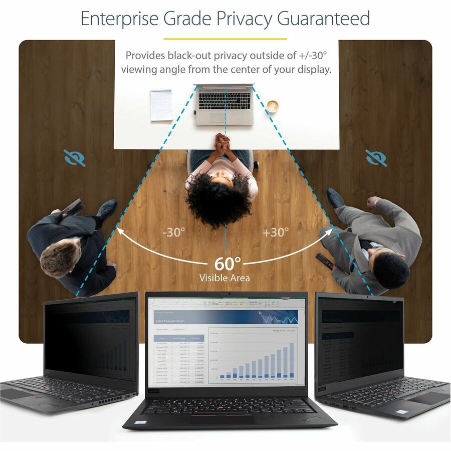 StarTech.com 17.3-inch 16:9 Laptop Privacy Filter, Anti-Glare Privacy Screen w/51% Blue Light Reduction, +/- 30° View Angle, Matte/Glossy — 173L-PRIVACY-SCREEN